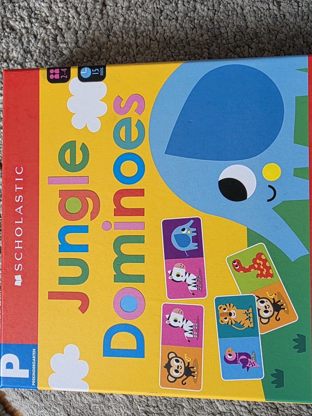Scholastic Jungle Dominoes - Bright Yellow and Blue Kids Matching Game